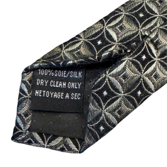 Joseph & Feiss 100% silk tie with an olive green, black and gold design - Picture 6 of 6